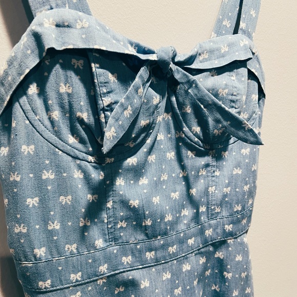 Charlotte Russe Denim Bow Patterned Sundress - Picture 3 of 5